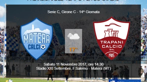 CALCIO - Il meteo per Matera vs Trapani del 11 Novembre 2017